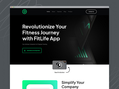 Fitness App Landing Page Design for Divi app landing page design divi fitness fitness app health health tracker landing page landingpage design ui ux web design website