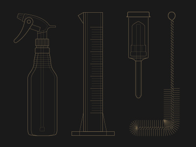 Brewing Illustrations beaker beer brewing brush filter illustration line scrubber spray bottle stroke