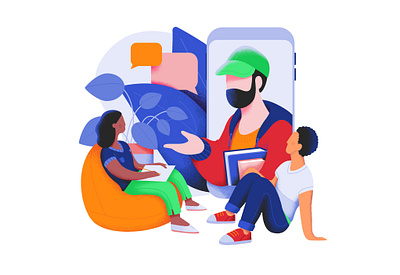 Spot illustration for online teaching platform app design art colorful design digital illustration e learning flat illustration mobile app remote remote teaching ui vector vector illustration