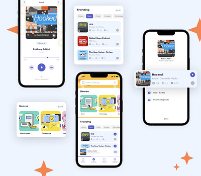 Starcast / Podcast app UI animation app branding concept dailyui design graphic graphic design mobile podcast ui ux