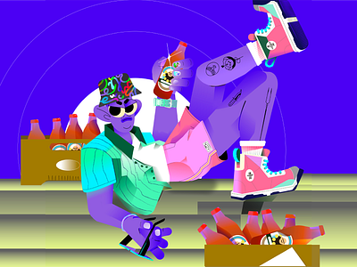 Dude having a drink buckethat character character illustration colorful cool fashion gradient illustration poster procreate shoes sneakers summer vector vectors