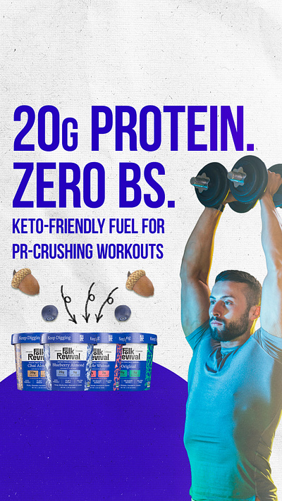 Plant-based protein shakes static ads - Oliver Puente ads creative facebook ads fitness brand graphic design oliver puente plant based protein shakes protein social media ads creative static ads