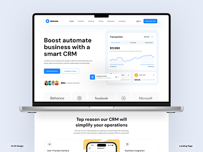 ZENFLOW - CRM Landing Page Design crm dashboard design design inspiration faq features footer interaction design interface design landing page design minimal design pricing card product design responsive design saas testimonial ui design user experience ux design web design webapp