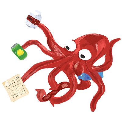 RecycTopus Mural design graphic design illustration mural