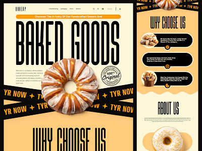 🍩 Baked Goods – Artisan Bakery Website Concept about us bakery baking cake design donut donut shop e commerce ecommerce hero homepage landing landing page local bakery our products shopify store web web design website