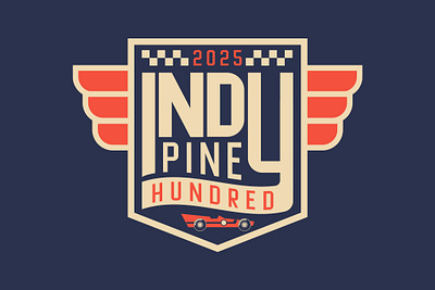 Indy Pine Hundred Logo blue branding derby indy indy 500 logo pine pinewood derby racing red vector white white and blue wood