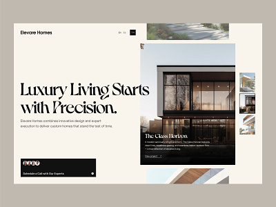 Custom Home Builder Website - Elevare homes agency builders custom home home home builder landing page modern real estate redesign ui web webdesign website