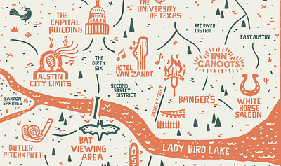 Austin TX austin bird graphic design handlettering illustration map texas tx typography