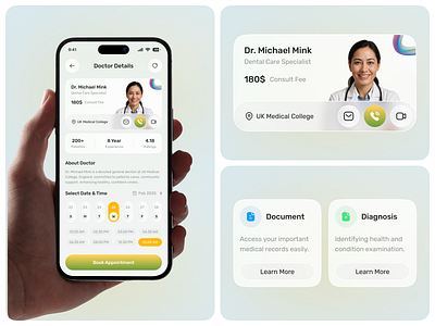 Empowering Health Care Mobile App app design appointment app clean ui daily tracker dashboard design doctor appointment fitness app health app health care app health monitoring health tracker medical app minimal ui mobile app design mobile ui patient app smart health user interface wellness app