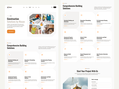 Responsive Construction Website Design – Service Page interface product service startup ui ux web