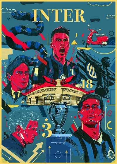 FC Internazionale Milan - Poster illustration champions league character fc internazionale milano football football illustration football poster illustration illustrator inter milan inter milan poster milan people portrait portrait illustration poster poster illustration procreate soccer soccer illustration