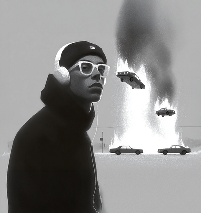 Gen Z burning cars ai art art character concept concept illustration digital art illustrated illustrated digital illustration illustrator people portrait portrait illustration procreate