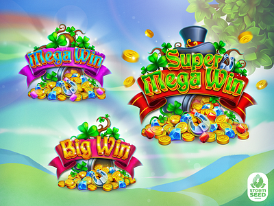 🍀 Irish Slot Game Pop-Ups casino concept art design dribbblecommunity game art game design illustration leprechaun logo popup slot stormseedstudio win