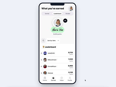 Leaderboard Search & Sort UI app design leaderboard mobile search sort ui ux