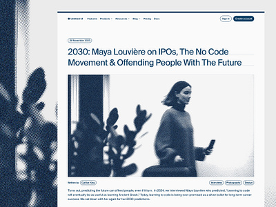 Halftone blog — Untitled UI article blog blogpost blogs monotone web design webflow website