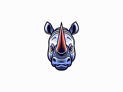 Bold Rhino Logo animal bold branding design emblem gaming horn icon identity illustration logo mark mascot nature rhino sports symbol symmetrical vector zoo