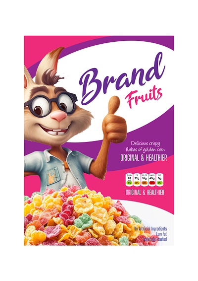 Brand Fruits Cereal Packaging – Fun & Healthy Breakfast Box vibrant food packaging