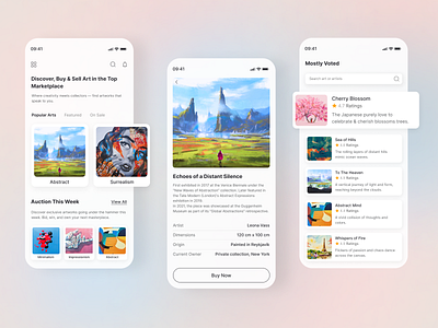 🎨 Art Marketplace App – Discover, Collect & Sell app apple application art artist artwork buy category design figma illustration ios marketplace mobile online platform popular sell uidesign uxui