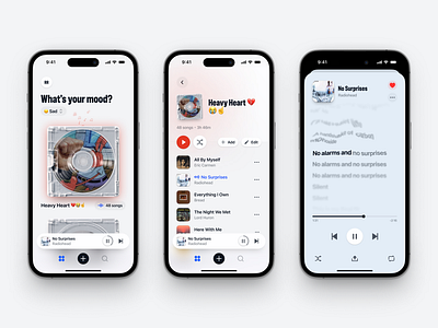 MoodMuse - Music Mobile App 3d app app interface blur mobile app mobile ui music music player neumorphism podcast spotify ui ui design uiux design