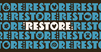 The RESTORE Project Identity bird branding butterfly design flower hand lettering heart illustration lettering logo restore type typography vector