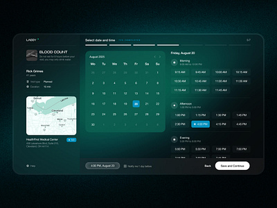 Medical SaaS UI – Labsy Booking Form app b2b booking form calendar date picker interface product design reservation form saas service startup time picker ui ux