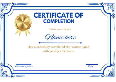 Course completion certificate branding canva template certificate certificate design certificate template course completion certificate creative design formal graphic design minimal professional