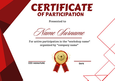 Certificate of participation branding canva template certificate certificate design certificate of participation certificate template creative design formal graphic design professional template