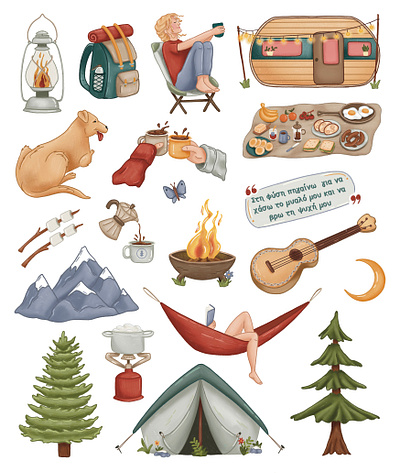 Camping vibes camping characters design digital doodles drawing illustration vacations vectors