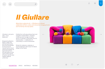 Il Giullare – Product Page Concept breaking the grid dailyui ecommerce furniture home deco online store store u design ui design uiux