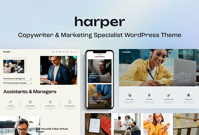 Harper - Copywriter & Marketing Specialist WordPress Theme design illustration logo web design web development webdesign woocommerce wordpress wordpress theme wordpress themes